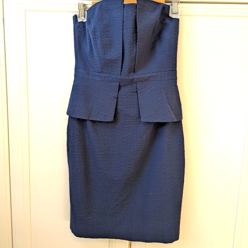 Banana Republic Blue Strapless Peplum Sheath Dress